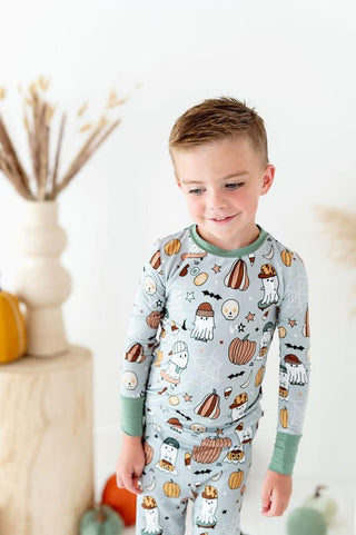 Boy's Bamboo Long Sleeve Pajama Set - IM JUST A SKATER BOO (Ghosts) Baby & Toddler Sleepwear