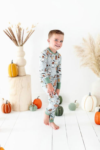 Kiki and Lulu Boy's Bamboo Long Sleeve Pajama Set - IM JUST A SKATER BOO (Ghosts)