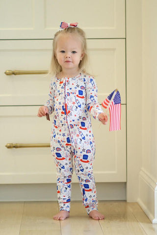 Bamboo Convertible Footie Romper - Fourth of July Kiki and Lulu