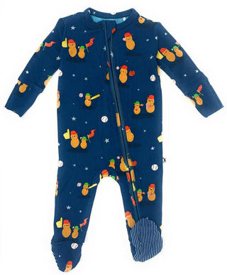 Bamboo Footie with Zipper - Nuts About Baseball Baby & Toddler Sleepwear