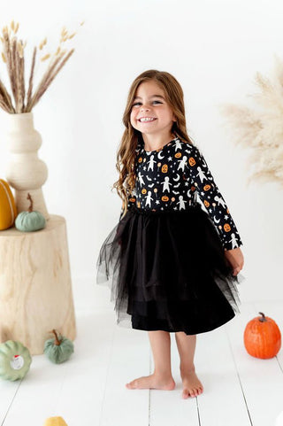 Kiki and Lulu Girl's Bamboo Long Sleeve Tulle Dress - Glow in the Dark