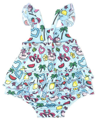 Girl's Bamboo Bubble Romper - It's a Waterful Life Kiki and Lulu