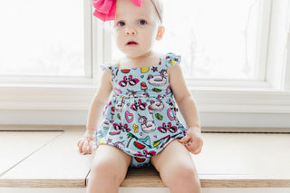 Girl's Bamboo Bubble Romper - It's a Waterful Life Kiki and Lulu