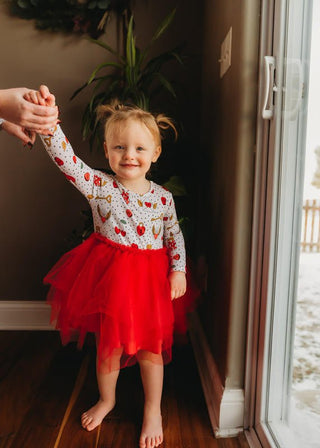 Kiki and Lulu Girl's Long Sleeve Tulle Dress - Valentines Hearts