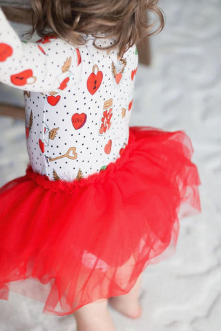 Kiki and Lulu Girl's Long Sleeve Tulle Dress - Valentines Hearts