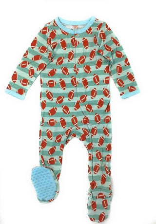 Boys Bamboo Footie Sleeper - Footballs Baby & Toddler Sleepwear