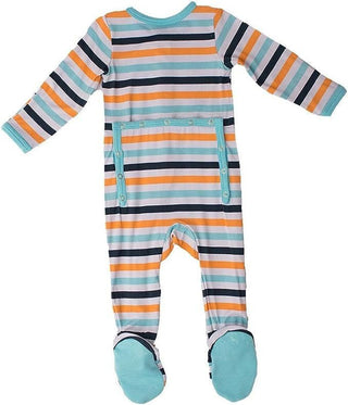 Boy's Bamboo Footie with Snaps - Boy Adventure Stripe Kozi and Co.