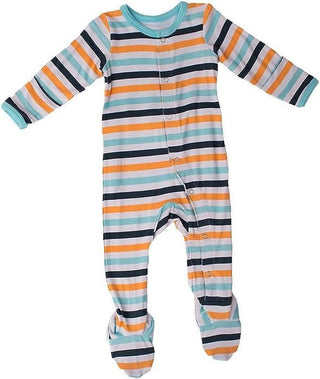 Boy's Bamboo Footie with Snaps - Boy Adventure Stripe Kozi and Co.