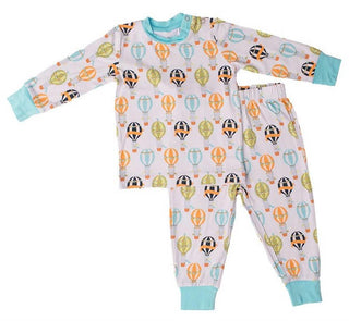 Boy's Bamboo Long Sleeve Pajama Set - Up Up & Away (Hot Air Balloons) Baby & Toddler Sleepwear