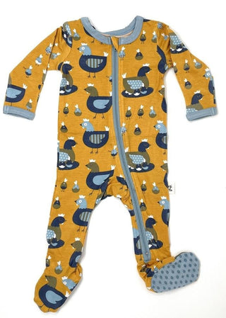 Bamboo Footie Pajama with Zipper - Yellow Hens Baby & Toddler Sleepwear