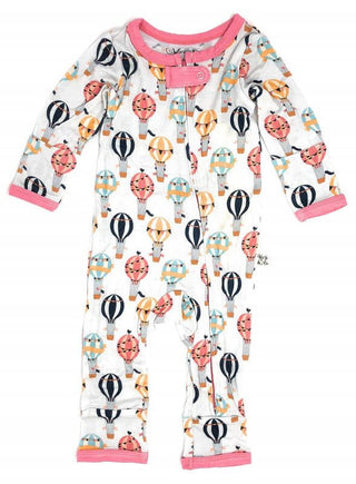 Girl's Bamboo Coverall with Zipper - Up Up & Away (Hot Air Balloons) Kozi and Co.