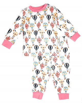 Kozi and Co Girls Long Sleeve Pajama Set - Up Up and Away Hot Air Balloons | Cozy Sleepies provide warmth and snugness for better sleep.