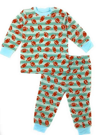 Bamboo Long Sleeve Boys Pajama Set, Footballs Baby & Toddler Sleepwear