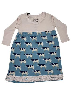 Bamboo Long Sleeve Swing Dress - Blue Cows Kozi and Co.