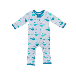 Print Bamboo Coverall Romper - Aqua Whale Baby & Toddler Sleepwear