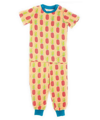 Kozi and Co Short Sleeve Girl's Pajama Set, Pink Pineapple | Cozy Sleepies provide warmth and snugness for better sleep.