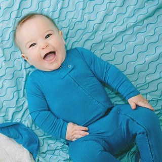 Solid Bamboo Coverall Romper - Aqua Kozi and Co.