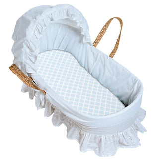 Kushies Ben & Noa Cotton Flannel Bassinet Sheet - Blue Lattice