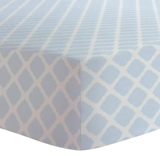 Kushies Ben & Noa Cotton Flannel Crib Sheet - Blue Lattice