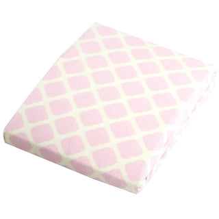 Girl's Cotton Flannel Fitted Crib Sheet, Pink Lattice - One Size Kushies