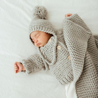 Garter Stitch Baby Blanket- Ice Grey