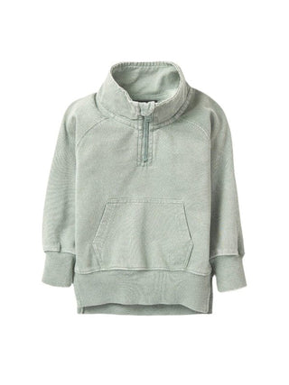 Little Bipsy Cotton Quarter Zip Pullover - Basil Wash | Baby Riddle