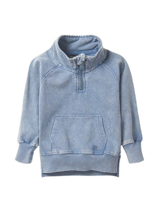 Little Bipsy Cotton Quarter Zip Pullover - Navy Wash | Baby Riddle