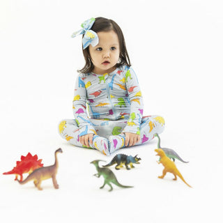 Bamboo Footie with Zipper - Neon Dinos Baby & Toddler Sleepwear