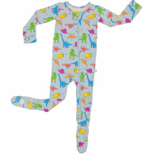 Bamboo Footie with Zipper - Neon Dinos Baby & Toddler Sleepwear