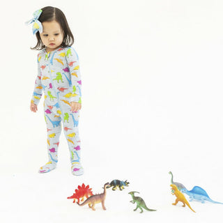 Bamboo Footie with Zipper - Neon Dinos Baby & Toddler Sleepwear