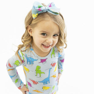 Macaron and Me Long Sleeve Pajama Set - Neon Dinos