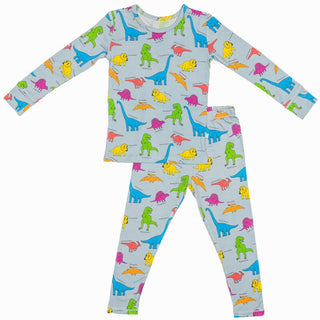 Macaron and Me Long Sleeve Pajama Set - Neon Dinos | Cozy Sleepies provide warmth and snugness for better sleep.