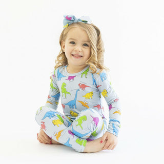 Macaron and Me Long Sleeve Pajama Set - Neon Dinos