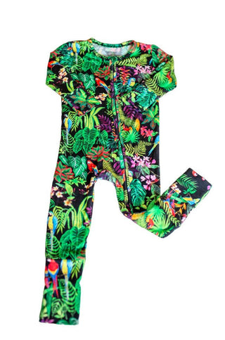 Boy's Bamboo Convertible Footie Romper - Macaw Jungle Baby & Toddler Sleepwear