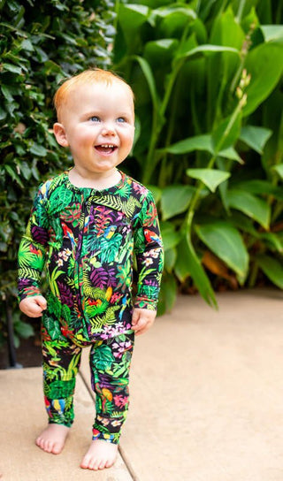 Boy's Bamboo Convertible Footie Romper - Macaw Jungle Baby & Toddler Sleepwear