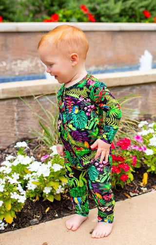 Boy's Bamboo Convertible Footie Romper - Macaw Jungle Baby & Toddler Sleepwear