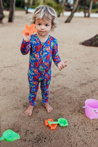 Bamboo Convertible Footie Romper - Guppies (Fish) Muse Threads