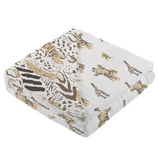 Hungry Giraffe and Animal Print Bamboo Muslin Nursery Blanket Newcastle Classics