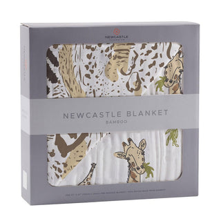 Hungry Giraffe and Animal Print Bamboo Muslin Nursery Blanket Newcastle Classics