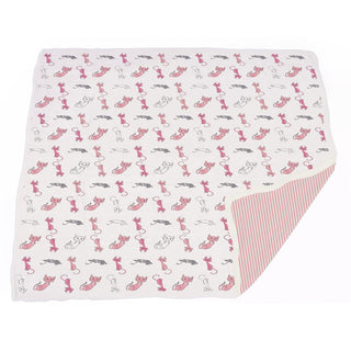 Playful Kitty and Candy Stripe Bamboo Muslin Nursery Blanket Newcastle Classics