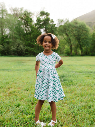 Cotton Short Sleeve Classic Twirl Dress - Shamrock