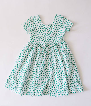 Cotton Short Sleeve Classic Twirl Dress - Shamrock