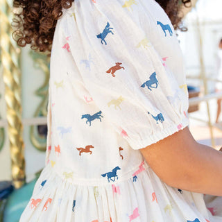 Pink Chicken Charlie Dress - Multi Tiny Horses | Baby Riddle