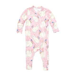 Pink Chicken Convertible Footie Romper - Pink Bunnies | Baby Riddle