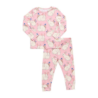 Pink Chicken Long Sleeve Pajama Set - Pink Bunnies | Baby Riddle