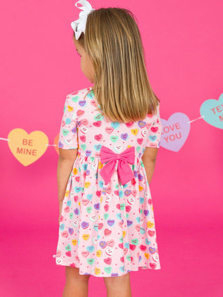 RuffleButts + RuggedButts Short Sleeve Knit Twirl Dress - Be My Valentine