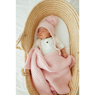 Garter Stitch Baby Blanket- Blush