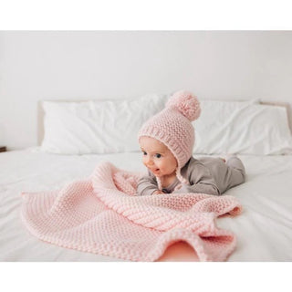 Garter Stitch Baby Blanket- Blush