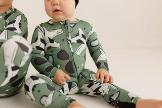 Posh Peanut Bamboo Convertible Footie Romper - Airman (Jets) 