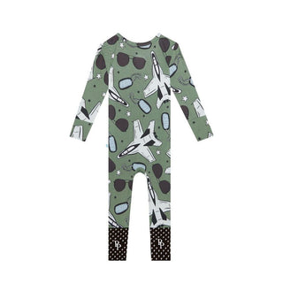 Posh Peanut Bamboo Convertible Footie Romper - Airman (Jets) 